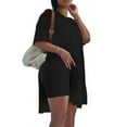 thumbnail image 1 of Meitianfacai Summer Outfits for Women Women Casual Plus Size 2 Piece Outfits Short Sleeve Loose Tops Skinny V-Neck Biker Shorts Sets Tracksuits, 1 of 5