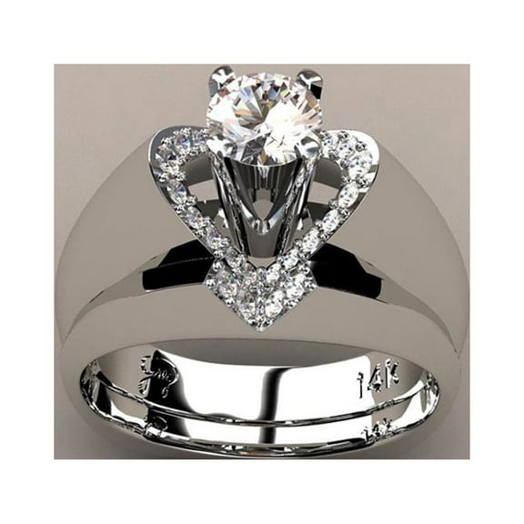 Feledorashia, Diamond & White Sapphire Ring, Sterling Silver, 0.683"