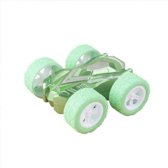 Meitianfacai Double Sided Friction Power Car, Inertial Flip Shock Toy Vehicle for Kids Ages 3+, No Battery Needed, ABS Durable Push-Pull Action Mini Car Gift(Green)