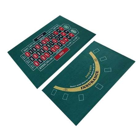 Meitianfacai Double-Sided Poker Table Mat 60x90cm Blackjack and Roulette Game Cloth with Casino Layouts for Card Protection and Smooth Play