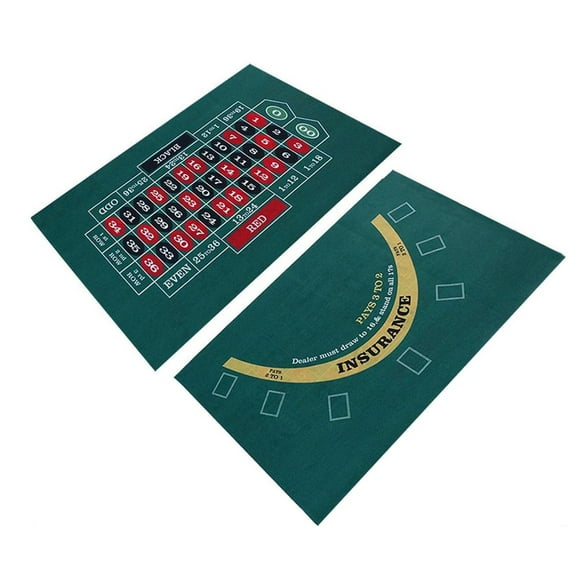 Meitianfacai Double-Sided Poker Table Mat 60x90cm Blackjack and Roulette Game Cloth with Casino Layouts for Card Protection and Smooth Play