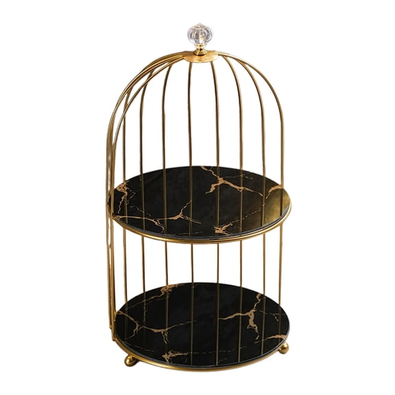 Meitianfacai Double Tier Wrought Iron Shelf Set of 2, Black and White Bathroom Organizer for Cosmetics and Decorative Items