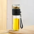 thumbnail image 1 of Meitianfacai Double Wall Glass Water Bottle with Tea Infuser & Heat-Proof Design - 10.24 Inch Leakproof Portable Tea Separation Cup for Loose Leaf Tea, Office, Travel（Black）, 1 of 6