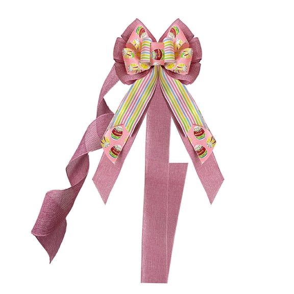 Meitianfacai Easter Bow Decoration Ribbon, Linen-Look Woven Ribbon for Spring Wreaths, Gift Wrapping, and Festive Home Decor, Decorative Accent Trim for Seasonal Crafts