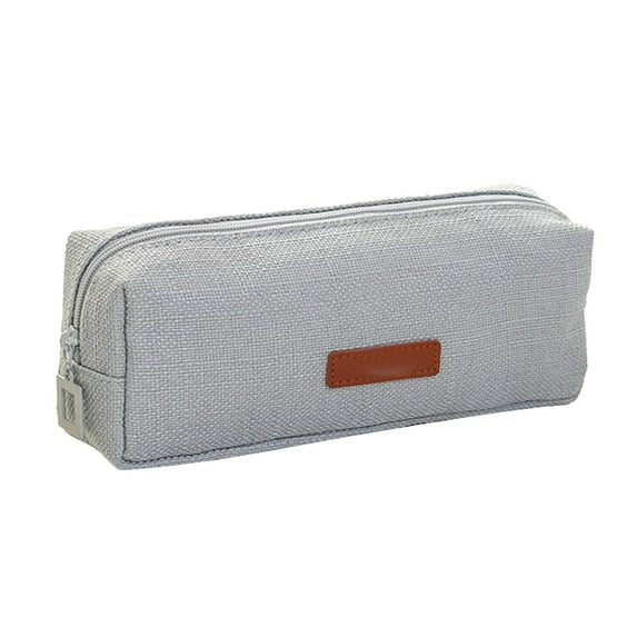 Meitianfacai Eco-Friendly Flax Pen Pouch (7.87x3.14x1.96in), Simple Zipper Pencil Bag, Lightweight Stationery & Cosmetic Organizer for Teens Adults, Office College Home Use(Gray)