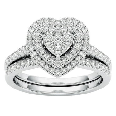 Meitianfacai Elegant Silver Zircon Diamond Wedding Ring, 2 ct. t.w, 925 Sterling Silver, Gift Box
