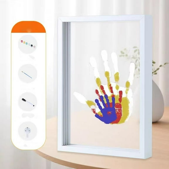 Meitianfacai Family Handprint Kit DIY Keepsake Photo Frame with Paint Included Creative Handprint Art Project Memorial Gift for Special Occasions (White)