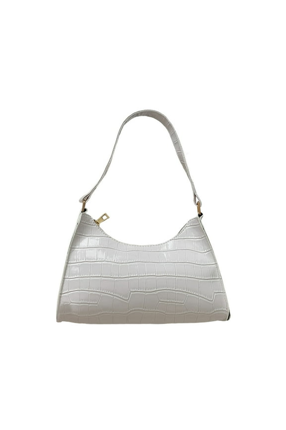 Fashion Shoulder Bags for Women, PU Leather Casual Purse Crossbody Bag with Adjustable Strap, 9.64x6.88x2.55in Lightweight Handbag for Office Dating Party Beach(White)