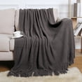 thumbnail image 1 of Meitianfacai Fringe Trim Throw Blanket with Simple Design, Lightweight Air Conditioning Blanket for Sofa, Bed and Nap Use in Soft Breathable Fabric (Gray), 1 of 6