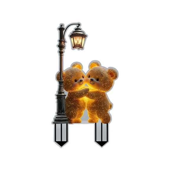 Meitianfacai Garden Stake, Acrylic Garden Stake Decor, Bear Themed Waterproof Yard Ornament, Outdoor Ground Plug Decoration for Courtyard and Landscape