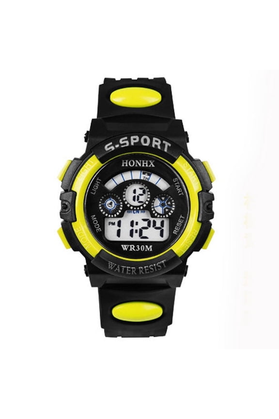 Gifts for Him Watch for Waterproof Digital LED Quartz Alarm Date Sports Wrist Watch Yellow