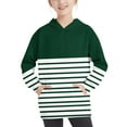 thumbnail image 1 of Meitianfacai Girls Hoodie Lightweight Sweatshirt, Color Block Striped Pullover Sweatshirt Fall Fashion Girls Clothes, Girls Green Sweatshirt Size 11-12 Years, 1 of 7