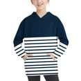thumbnail image 1 of Meitianfacai Girls Hoodie Lightweight Sweatshirt, Color Block Striped Pullover Sweatshirt Fall Fashion Girls Clothes, Girls Navy Sweatshirt Size 13-14 Years, 1 of 7