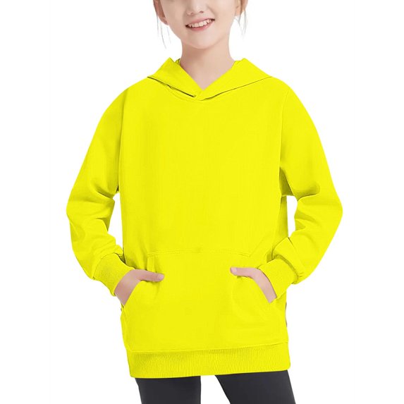 Meitianfacai Girls Hoodies Trendy Sweatshirts for Girls Fleece Hooded Pullover Tops Sweaters Casual Comfy Fall Fashion Outfits Clothes 2024, Girls Yellow Sweatshirt Size 13-14 Years