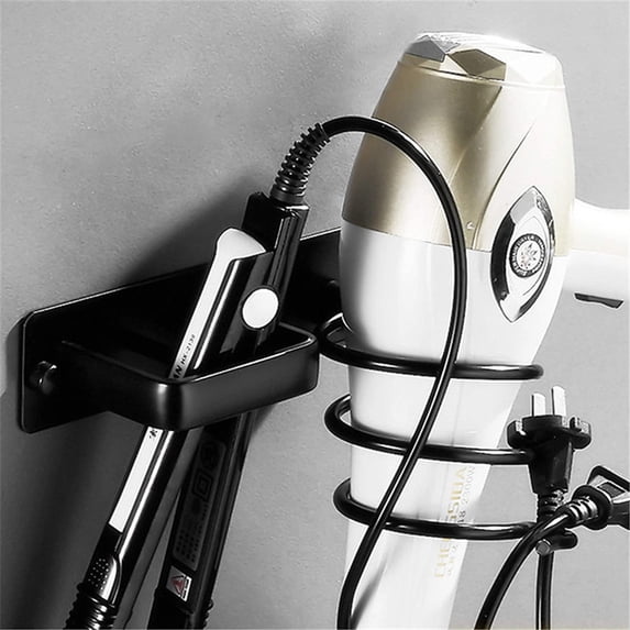 Meitianfacai Hair Dryer Stand Wall Mount Blow Dryer Organizer Wall Mounted Flat Irons Curling Wands Save Space Easy To Install Multi-Functional Hair Dryer Rack For Bedroo