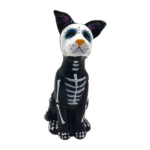 Meitianfacai Halloween Resin Cat and Dog Figurines with Cute Design for Home Desk and Bookshelf Decoration