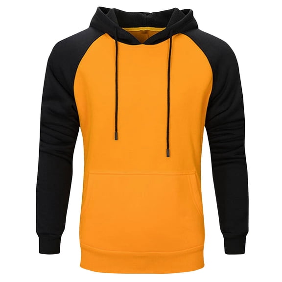 Meitianfacai Hoodies Men Hoodies Color Block Patchwork Blend Fleece Pullover Kanga Pocket Sweatshirts Sweatshirts For Men