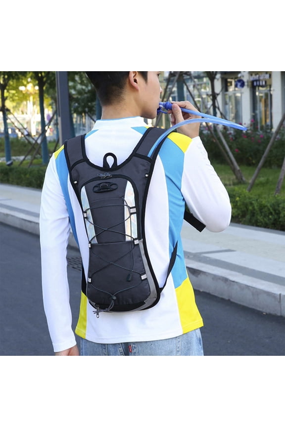 Hydration Backpack with 2L Water Bladder, Breathable Mesh Shoulder Straps for Hiking, Running and Cycling, Lightweight Outdoor Sports Hydration Pack (Blue)