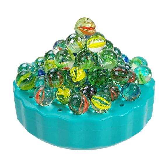 Meitianfacai Interactive Glass Bead Stacking Game with Swinging Tower - Precision Challenge for Family Parties & Travel, Dexterity Puzzle Board with Dice & Penalty Cards, 4.92x4.92x2.36in