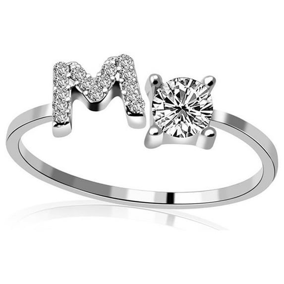 Meitianfacai Rings Gifts Clearance Items Exquisite Fashion 26 English Alphabet Style Ring Letter Fashion Copper Ring Jewelry