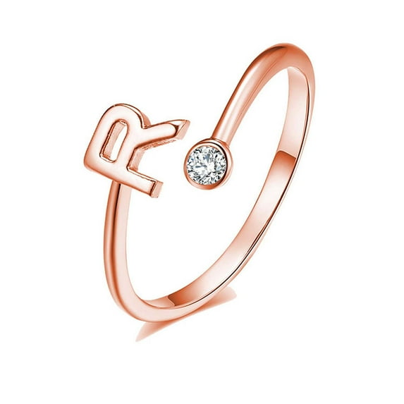 Meitianfacai Gifts Deals Clearance Rings Fashion 26 English Letter Opening Rings Zircon Girls Love Retro Jewelry Gift Jewelry