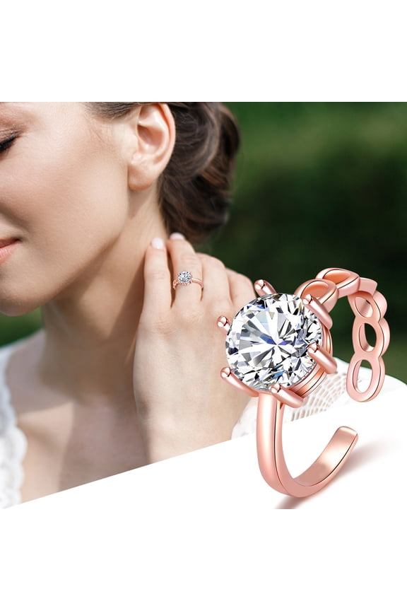 Jewelry Gifts for Her Mothers Day Gifts Rings Love Ring Sweet Open Copper Inlaid Zircon Index Finger Small Fresh Zircon Inlaid Jewelry