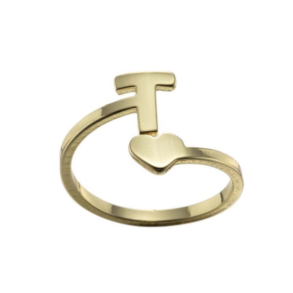 Feledorashia Clearance Deals Rings for Women Valentine's Day Gifts Fashion 26 English Letter Opening Rings Stainless Steel Girls Love Retro Jewelry