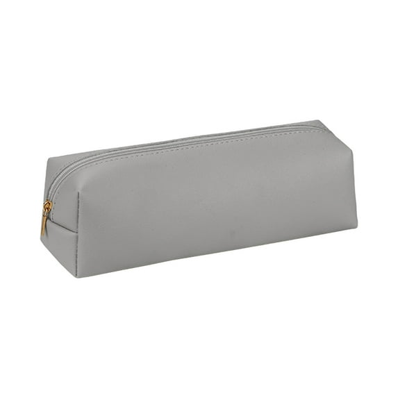 Meitianfacai Leather Pencil Case Premium Pen Case Pencil Pouch Pencil Bag Small Zipper Pouch for Pencils, Pens, Markers(Gray)