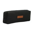 thumbnail image 1 of Meitianfacai Linen Pencil Case, 7.87x3.14x1.96inch Flax Stationery Bag for Office, Multi-Purpose Zippered Organizer Pouch for Pens Makeup Accessories, Pure Color Fashion for Adults（Black）, 1 of 6