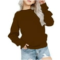 thumbnail image 1 of Meitianfacai Little and Big Girls Sweatshirt Casual Solid Color Crewneck Long Sleeve Tunic Tops Slim Fit Pullovers Fall Fashion Outwear, Girls Brown Sweatshirt Size 7-8 Years, 1 of 7