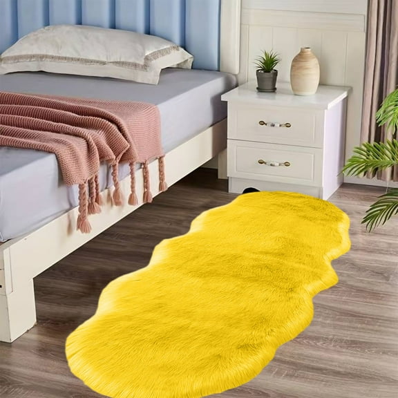 Meitianfacai Luxury Long Plush Rug, Super Soft & Thick Absorbent Carpet for Bedroom, Bathroom, Living Room, Non-Slip Backing, 15.6x55.1 Inch Modern Runner Rug(Yellow)
