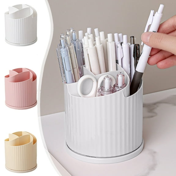 Meitianfacai Makeup Organizer, 4.4" Plastic Cosmetic Storage Box for Lipstick, Brushes & Beauty Essentials, Compact Desktop Organizer for Dressing Table (White)