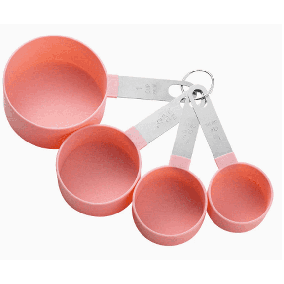 Meitianfacai Measuring Cups Set, Stackable Cups, Nesting Measure Cups with Stainless Steel Handle, Kitchen Gadgets for Cooking & Baking (4, Pink)