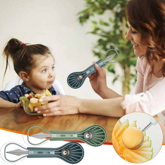 Meitianfacai Melon Baller Scoop - 3 in 1 Stainless Steel Fruit Tool Fruit Scooper Seed Remover with Fruit Vegetable Cutter for Fruit Slicer Dig Pulp Separator, Fruit Ball Digging Device Carved