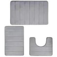 thumbnail image 1 of Meitianfacai Memory Foam Bath Mat Set, Bathroom Rugs for 3 Pieces, Toilet Mats, Soft Comfortable, Water Absorption, Non-Slip, Thick, Machine Washable, Easier to Dry for Floor Mats (Gray), 1 of 9