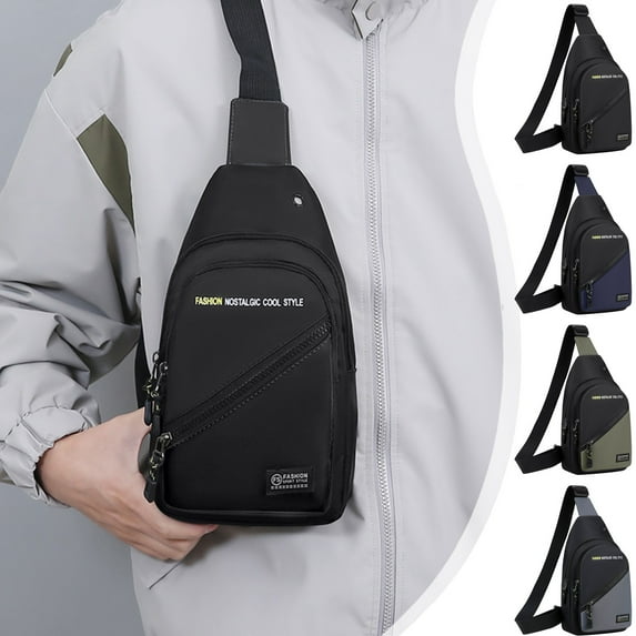 Meitianfacai Mens Crossbody Sling Bag, 11.8" Anti-Theft Chest Bag with Multiple Pockets, Lightweight Shoulder Bag for Men, Perfect for Travel, Cycling & Commuting (Black)