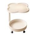 thumbnail image 1 of Meitianfacai Modern Rolling Side Table with 2-Tier Storage - Clover Design Mobile End Table for Living Room and Bedroom (White), 1 of 6