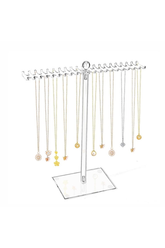 Necklace Organizer Clear Necklace Stand Jewelry Organizer Display Tree Hanger Rack With Hooks For Necklaces Chain Pendant Bracelets Ring