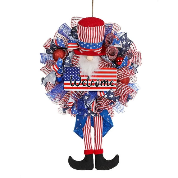 Meitianfacai Patriotic Door Wreaths July 4th Wreaths for Front Door Red White and Blue Wreaths, Memorial Day Wreaths Pride Wreath Independence Day Wreath Floral 4th of July Door Wreath