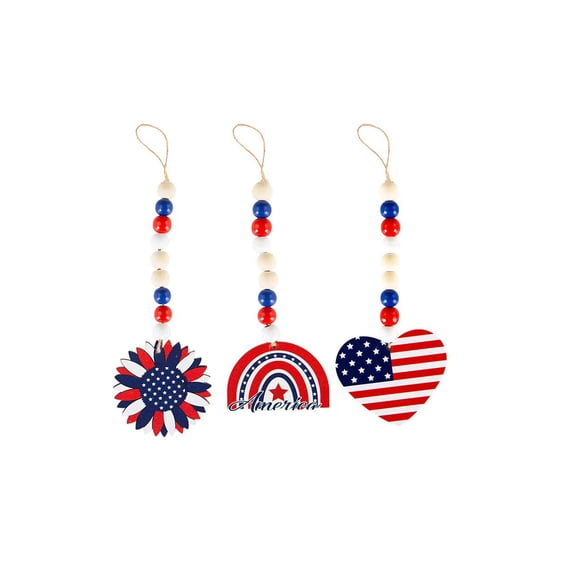 Meitianfacai Patriotic Hanging Decor, Independence Day Rope Bead String Ornaments, Festive Party Decorations for Home, Porch, and Mantel, Themed Holiday Hanging Piece with Flag and Star Motifs