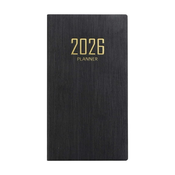 Meitianfacai Portable A6 Daily Planner Notebook, 64 Sheets/128 Pages Mini Travel Journal & Organizer for for Work Travel Journal, Memo Pad, Office Supplies, 6.8x3.8 Inch Pocket Size(Black)