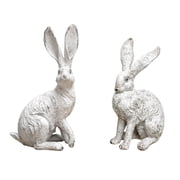 Meitianfacai Resin White Rabbit Figurine, Long-Eared Bunny Decor, Easter Home Decoration, Realistic Rabbit Statue, Floppy Ear Bunny Ornament, Cute Animal Sculpture For Tabletop Display