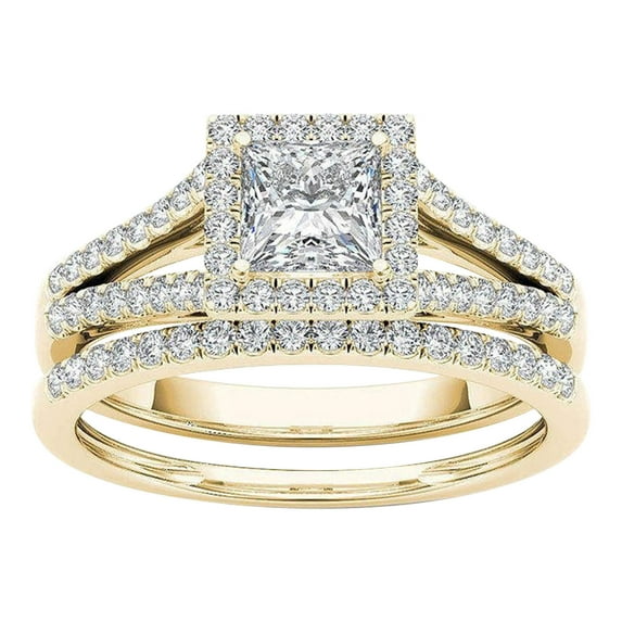 Meitianfacai Jewelry Gifts for Her Rings Gifts Womens Rings 2-in-1 Set Detachable Shiny Ring Set Engagement Wedding Rings Inlaid Zircon Ring Jewelry