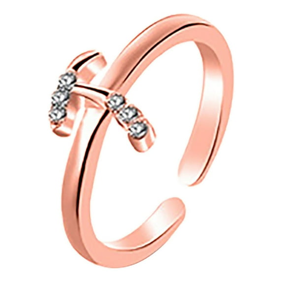 Feledorashia Clearance Deals Rings for Women Mothers Day Gifts Letter Ring 26 English Letter Art Design Combination Diamond Couple Gift