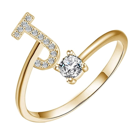 Christmas Gifts Meitianfacai Jewelry Gifts for Her Mothers Day Gifts Rings Exquisite Fashion 26 English Alphabet Style Ring Letter Fashion Copper Ring Jewelry