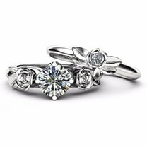 Meitianfacai Rings for Women Valentine's Day Gifts Ladies Fashion Creative Rose Flower Diamond Couple Ring