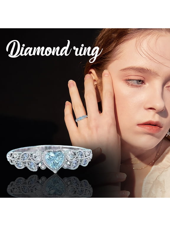 Jewelry Gifts for Her Mothers Day Gifts Rings Ladies Fashion Wedding Love Heart Ladies Peach Heart Ring Jewelry