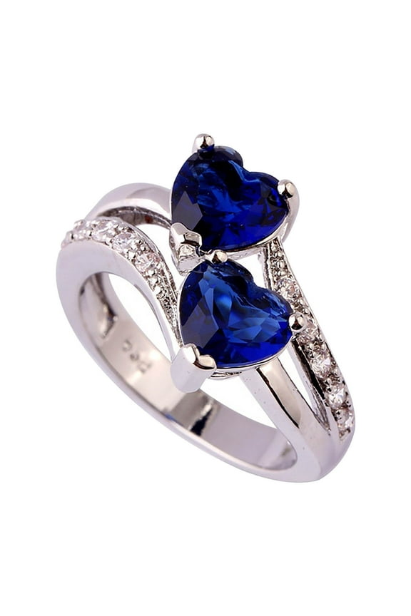 Christmas Gifts Meitianfacai Jewelry Gifts for Her Mothers Day Gifts Rings Women Famale Fashion Lover Jewelry Heart Cut Rainbow & White Gemstone Ring Jewelry