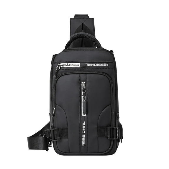 Meitianfacai Sling Bag Mens Crossbody Bag, Chest Bag Sling Backpack with USB Charging Port for Walking Hiking Black