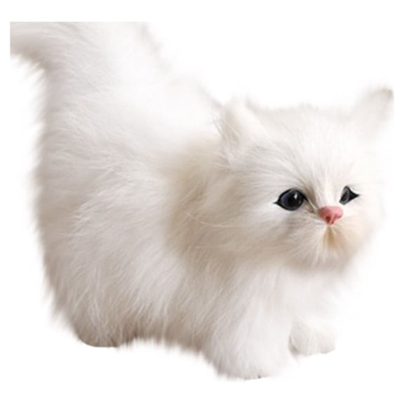 Meitianfacai Soft Simulation Cat Mini Cat Toy Model Simulation Stuffed Toy Cat Ornament Standing Plush Toy for Home Office Desktop Decoration, 4.7x2.4x4.7inch
